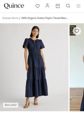 Quince Navy Tiered Smocked Waist Maxi Dress